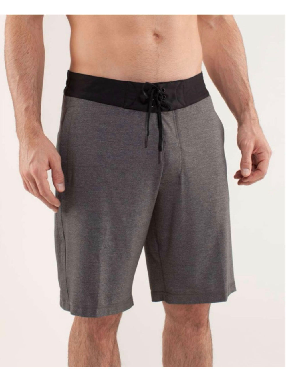 Lululemon Power Yoga Lace Up Board Long Shorts 38 Grey Y2K Relaxed